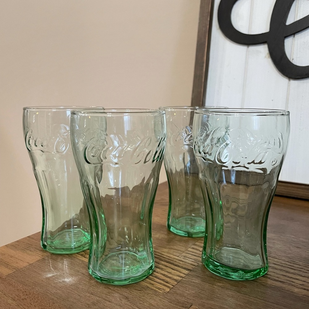Mini Coca Cola Glasses in Green- Set of 4